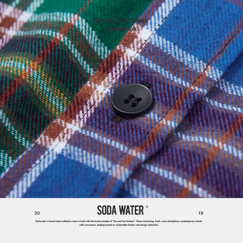Клетчатая рубашка SODA WATER летняя уличная для скейтбординга с коротким рукавом