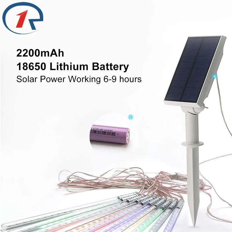 ZjRight 50 см 400LED Солнечный метеоритный светильник дождь трубки Рождественский