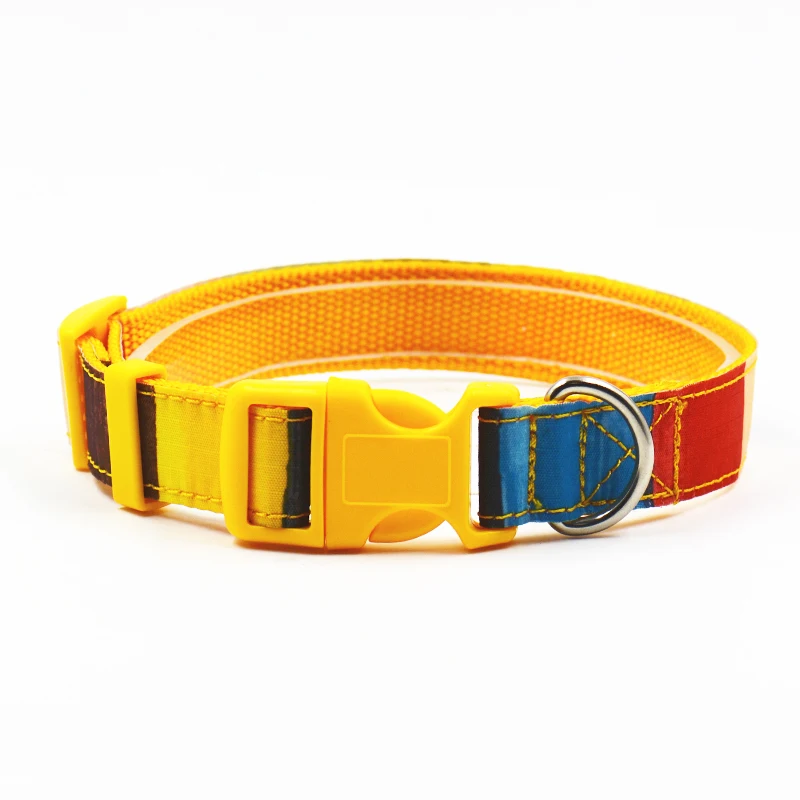 Регулируемый нейлоновый собачий ошейник свинцовый Радужный стиль желтый цвет