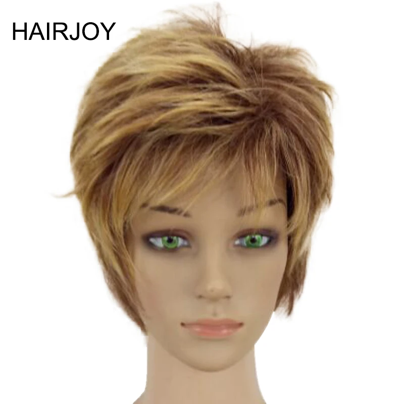 HAIRJOY синтетические волосы женские светлые Короткие слоистые вьющиеся парик 4 цвета доступны
