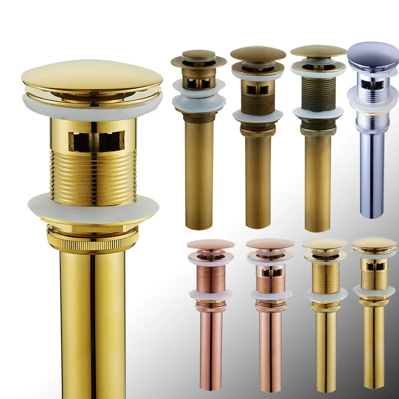 

Sturdy brass basin sink pushes off drain brass sink plug with overflow bathroom bathroom high quality fittings