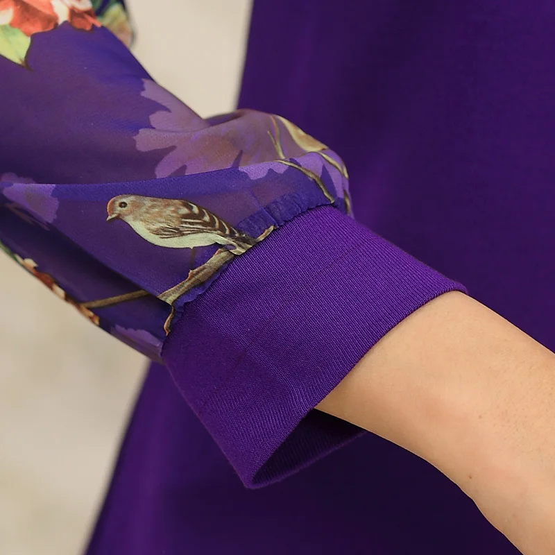 Модная женская футболка из хлопка и шифона с длинным рукавом женские футболки