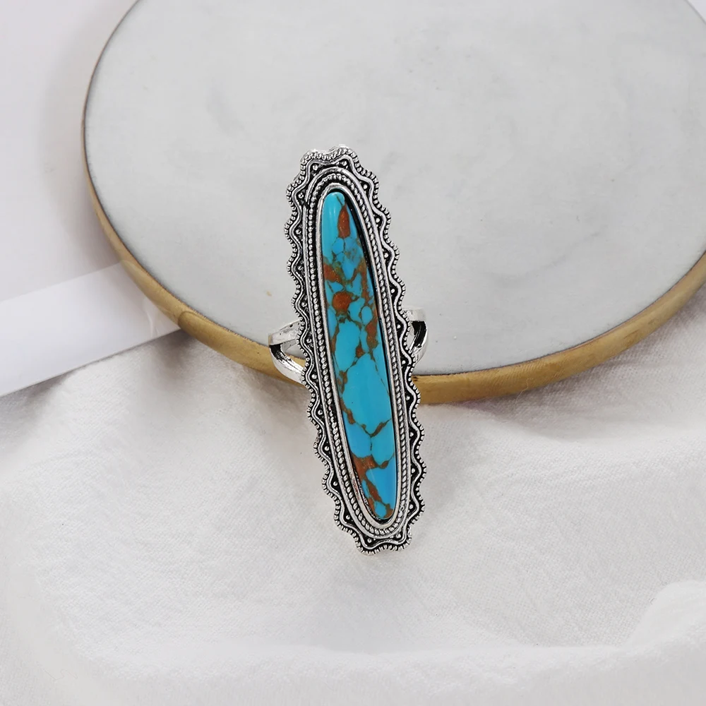 Винтажное кольцо большой голубой овальной формы для женщин 1 шт. медное мужское