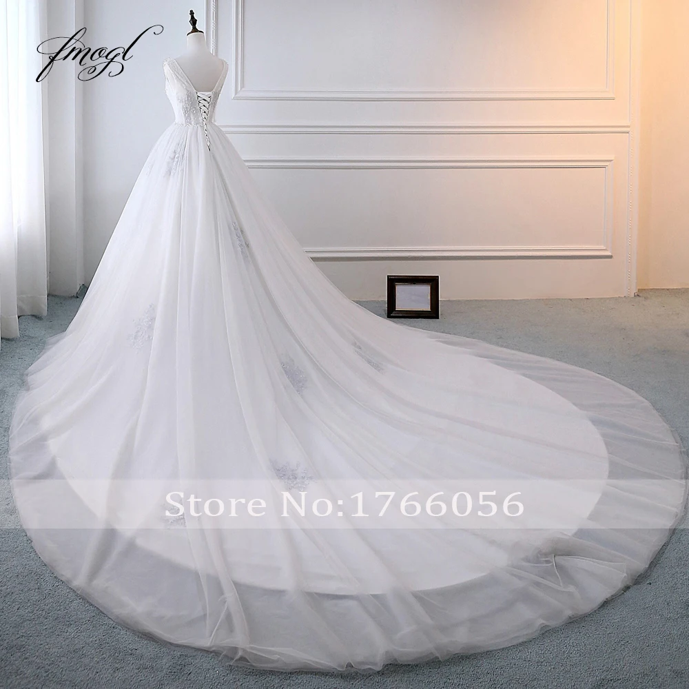 Женское бальное платье Fmogl с треугольным вырезом и длинным шлейфом аппликацией