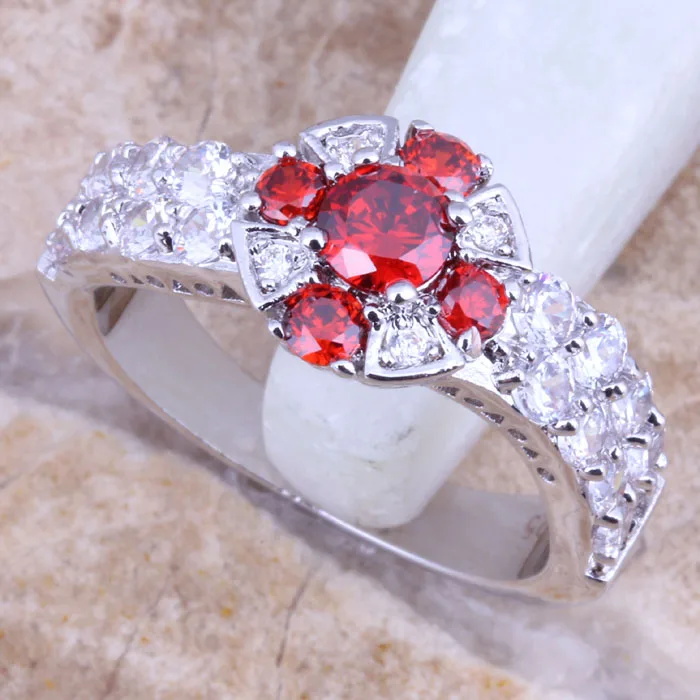 Женское кольцо с красным гранатом и белым фианитом Размер 6 / 7 8/9 R1497|ring size|jewelry