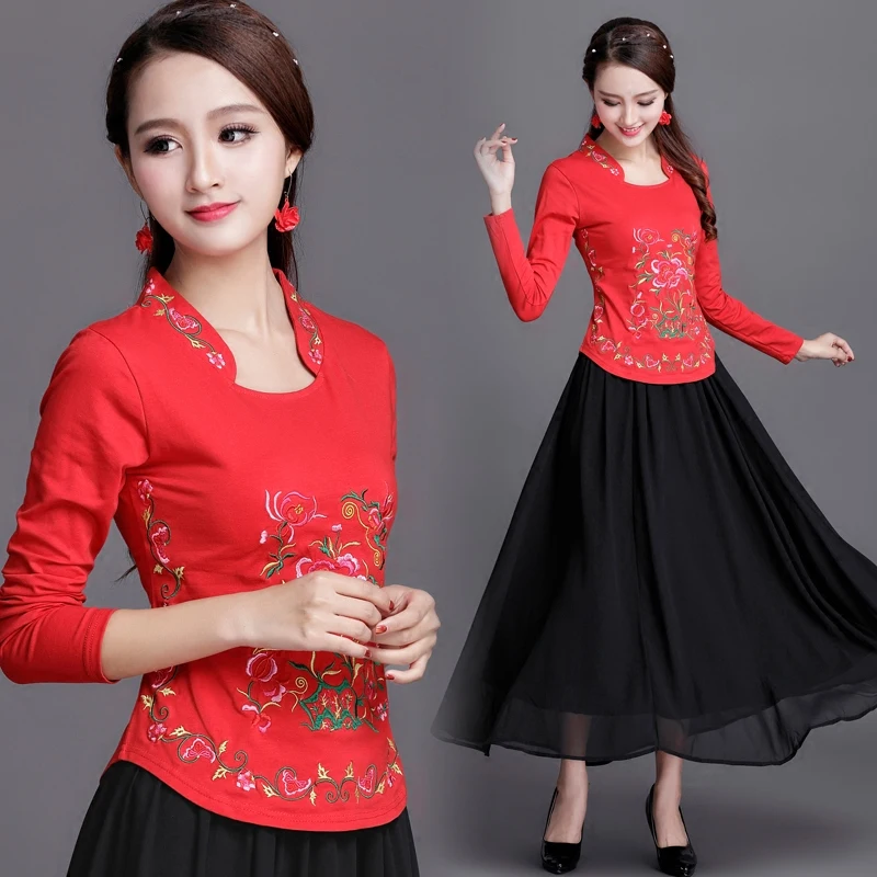 Традиционная китайская рубашка одежда для женщин с вышивкой 5XL Qipao элегантные