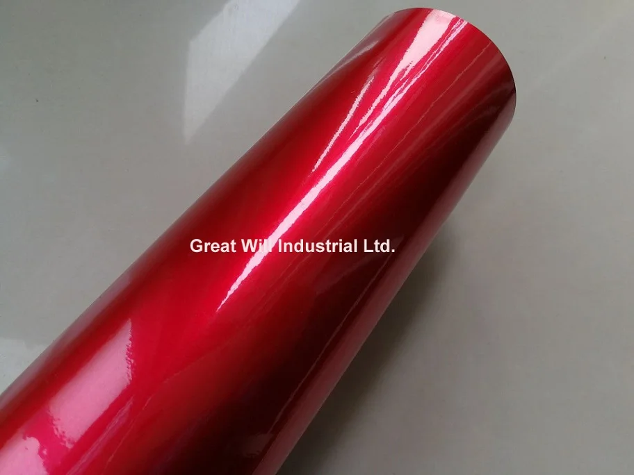 red GW9474 Глянцевые конфеты, виниловая пленка для обертывания с воздушными пузырьками, яркие глянцевые автомобильные обертывания, стиль, известность, Размер 1,52*20 м/рулон - Название цвета: red GW9474