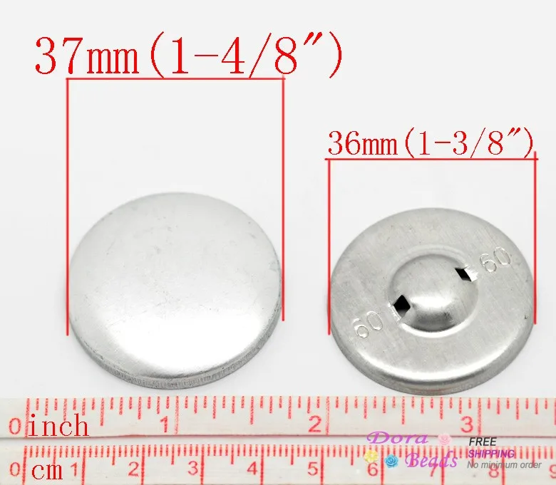 DoreenBeads 30 комплектов алюминиевых тональных задней крышки металлических кнопок 37