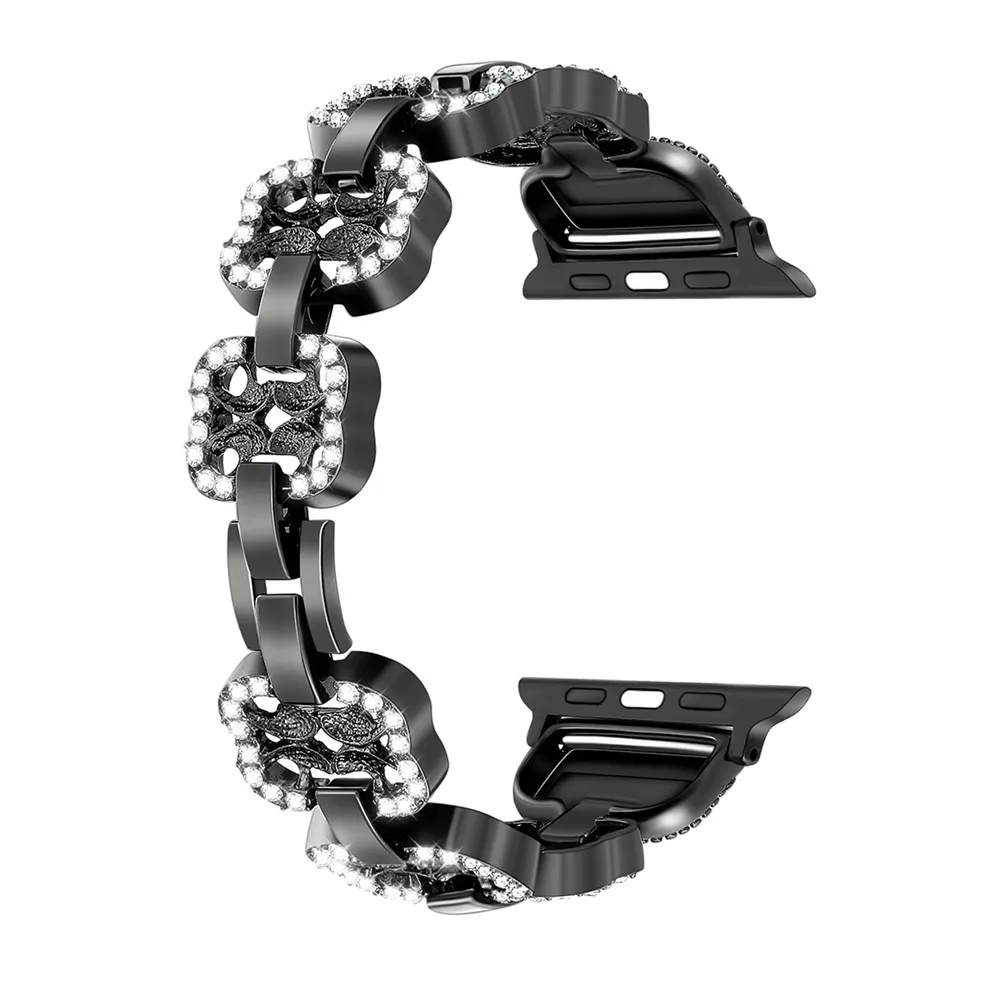Браслет со стразами для Apple Watch Band Series SE 6 5 4 3 роскошный стальной модный браслет с