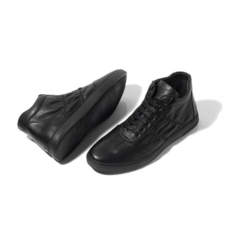 

Hight Quality Genuine Leather Mens Ankle Boots Lace Up Boys Fashion Boots Winter Trendy Sneaker Shoes