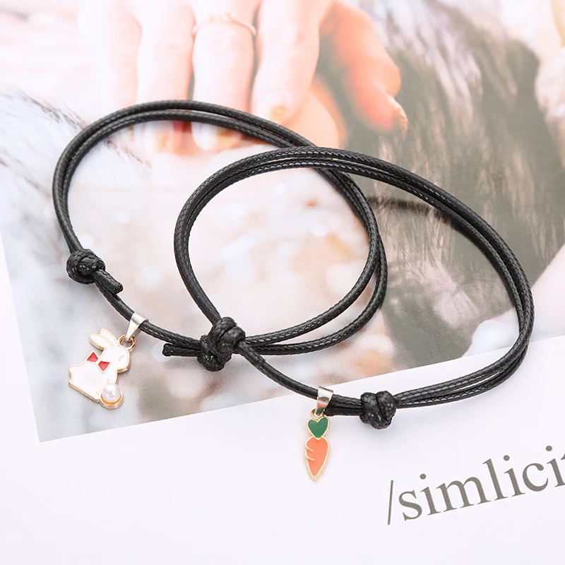 JIAKOU Rabbit Carrot Couple Bracelets For Lovers Rope Chain Hand Bracelet Women And Men Trendy Jewellry 2020 JKB058 | Украшения и