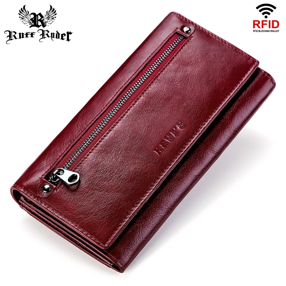 RUFF RYDER 100% женские кошельки из натуральной кожи двойные RFID кошелек женский на