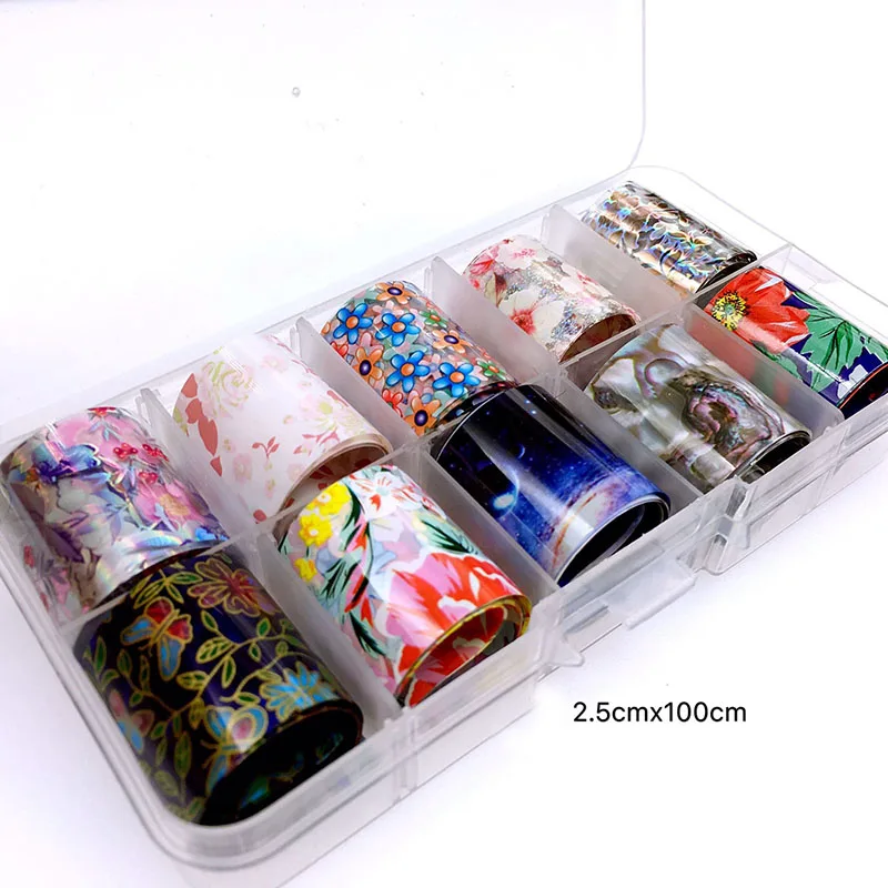 

Голографический набор фольги для ногтей, металлический цветной стикер для нейл-арта, инструменты для маникюра