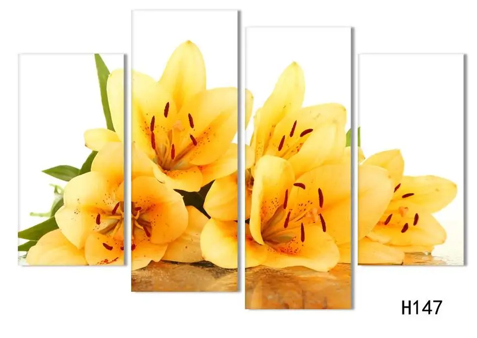 4 Piece Free Shipping Hot Sell Modern Wall Painting yellow flower Home Decorative Art Picture Paint on Canvas Prints | Дом и сад