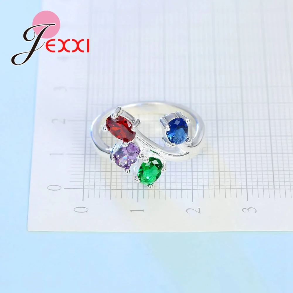 Брендовый красный/синий четыре Цвет овальные хрустальные камни женский 925