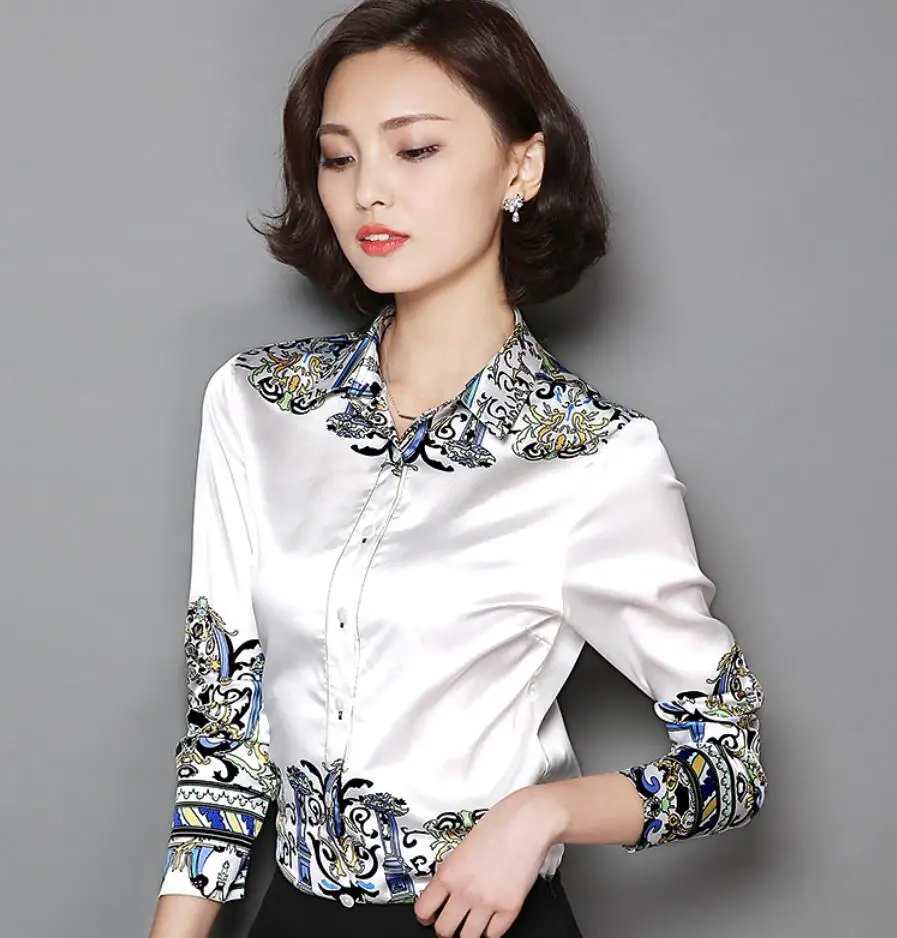 Блузка женская с отложным воротником и длинным рукавом белая|fashion women clothes|women