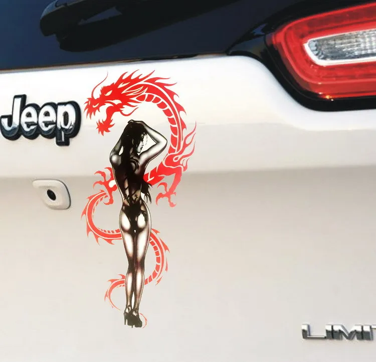 Автомобильные наклейки 2 шт. красивые яркие забавные креативные с драконом авто