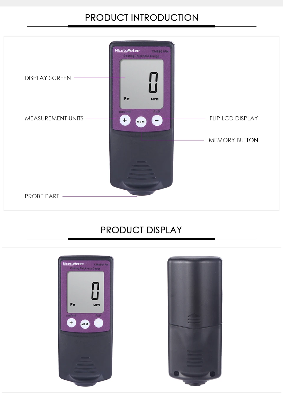 Nicetymeter CM8801FN Fe и NFe 2 в 1 толщиномер толщиномер автомобильной краски толщимер для авто покраски Автомобильный прибор для измерения ширины толщины пленки тестер простое использование