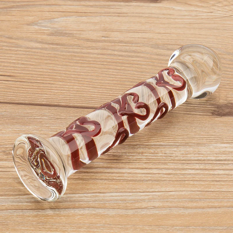 Милое оружие Кристальный стеклянный фаллоимитатор пирекса 7 дюймов красное