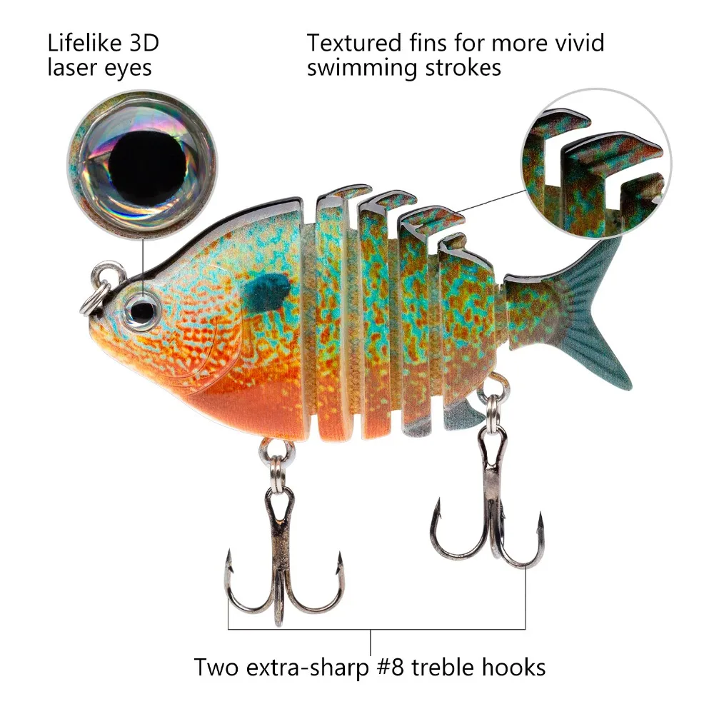 Bassdash сток зазор мульти Соединенные рыболовные приманки SwimPanfish Crankbait Hard Topwater 6 3 см/9