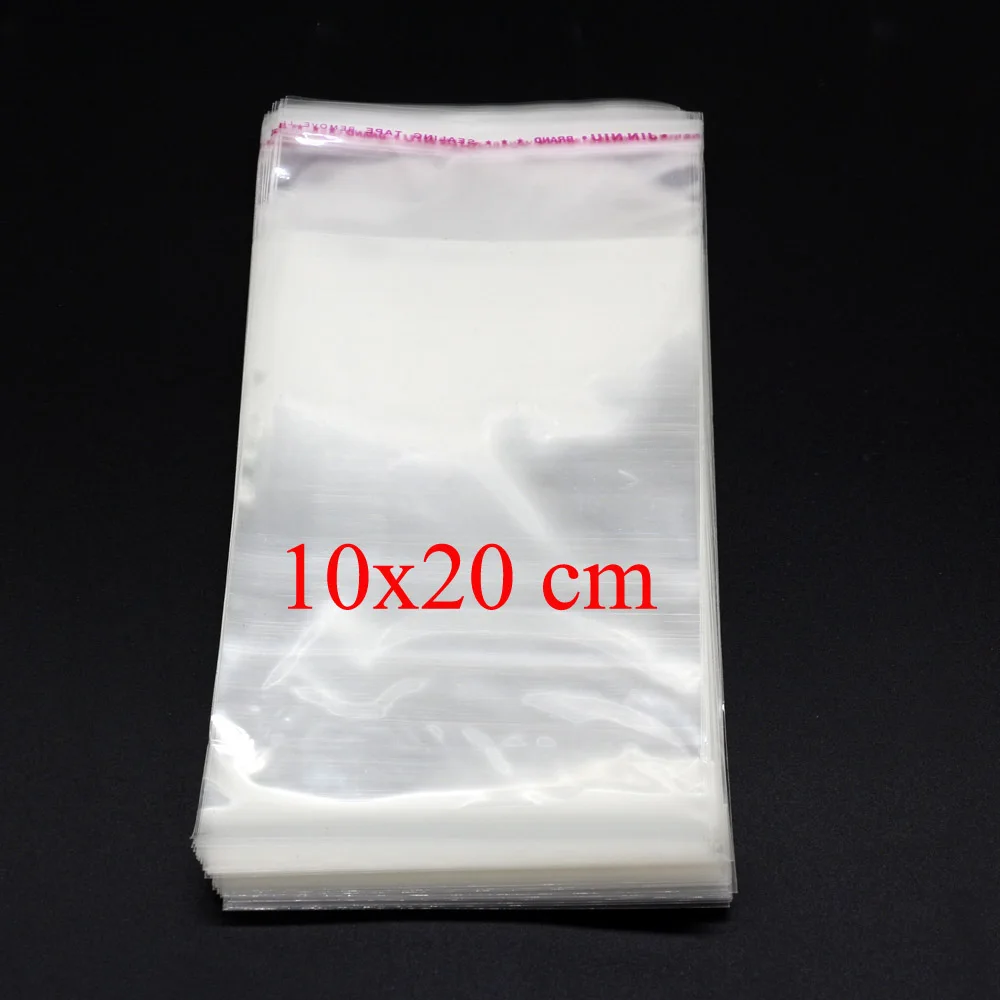 50pcs 10x20cm Много прозрачных целлофановых пакетов для виолончели, пластиковых OPP карт, дисплея, самоклеющихся, кожуры, уплотнения - Цвет: 50pcs 10x20cm