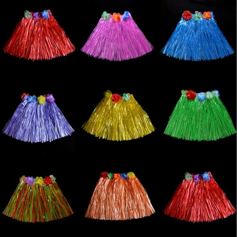 Новинка 2020 яркая Гавайская Юбка Luau Hula юбка с цветком и травой женское Тропическое
