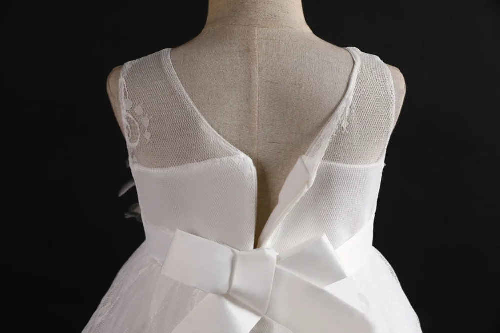 Новинка 2019 года белое свадебное платье с цветочным узором для девочек нарядное