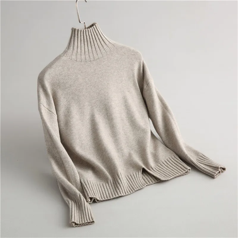 autumn winter wool blends sweater female pullover turtleneck women solid color offic lady Loose knitted P2038 | Женская одежда