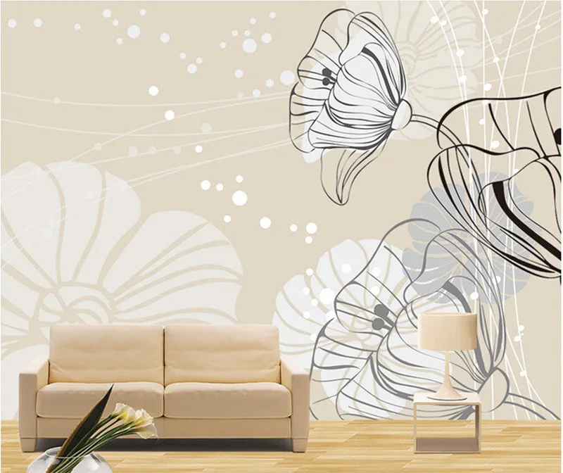 

Custom 3D murals,Elegant hand-painted lines flower modern minimalist papel de parede,living room sofa TV wall bedroom wallpaper