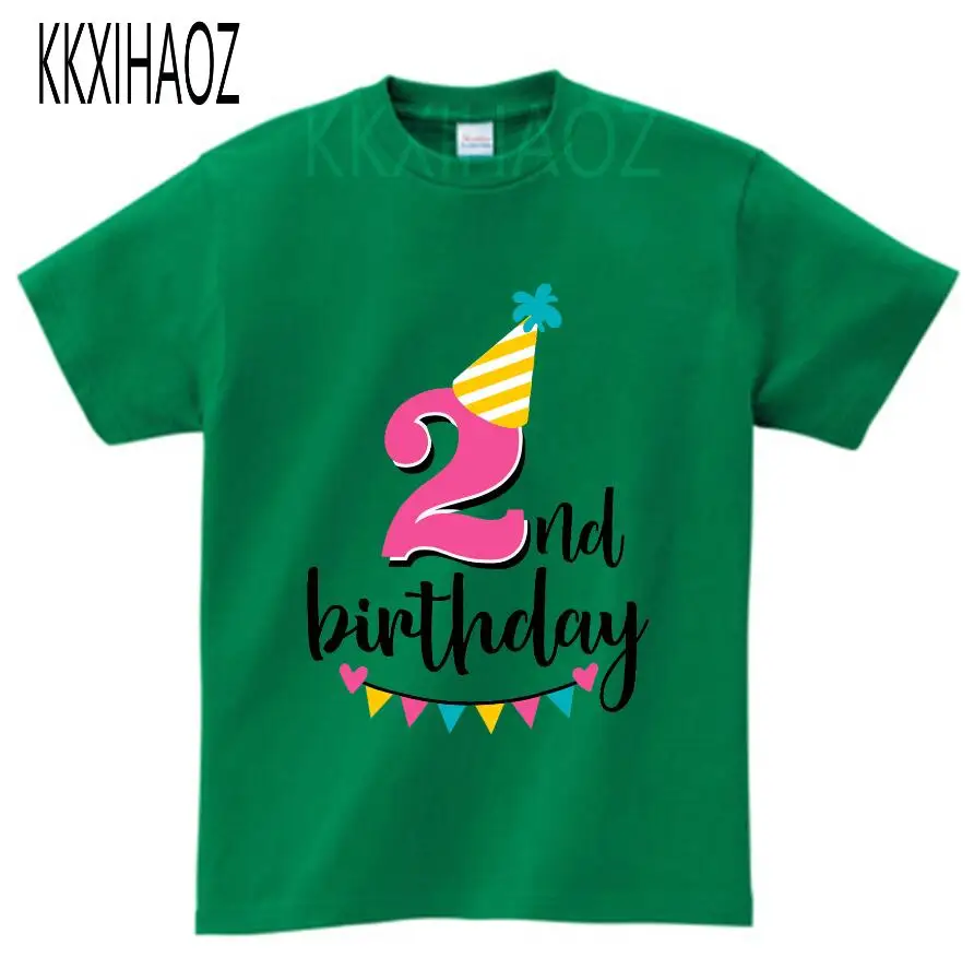 green childreT-shirt Одежда для маленьких мальчиков и девочек с принтом «it's my 1-3 th Birthday», детская забавная футболка, подарок на день рождения для детей 1-3 лет, NN - Цвет: green childreT-shirt