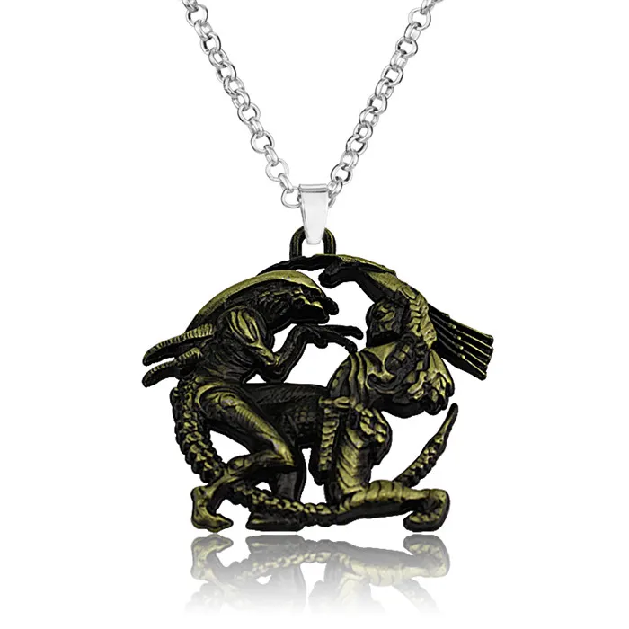 Цвет красного вина Высокое качество AVP Aliens. Predator брелок серебряное/бронзовое покрытие Alien круглый брелок кулон в виде королевы брелок для ключей подарок - Цвет: Цвет красного вина