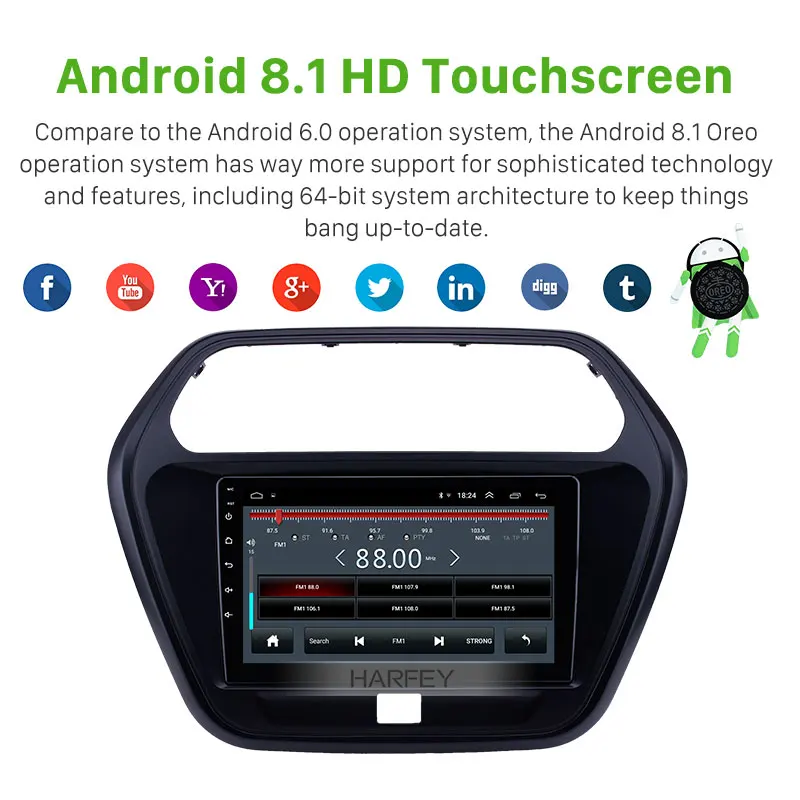 Harfey для Mahindra TUV300 2015 Android 8 1 9 дюймов головное устройство радио с Bluetooth и GPS AUX wifi