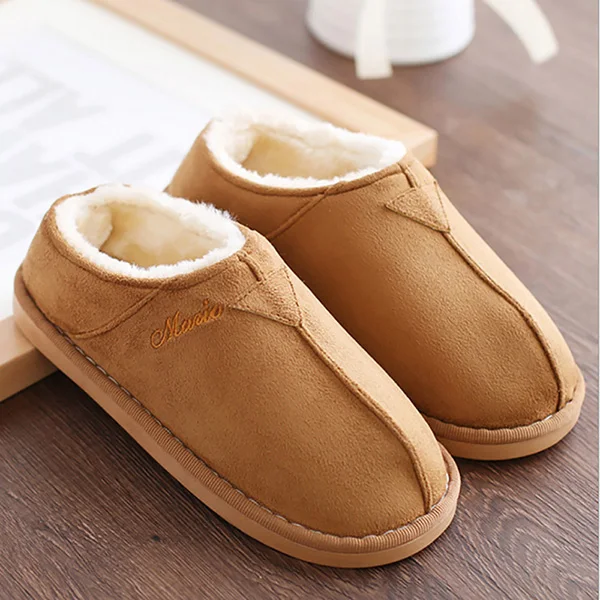 Chestnut Jron/женские зимние домашние тапочки; домашняя обувь для влюбленных пар; однотонная домашняя обувь; мягкие теплые тапочки; большие размеры - Цвет: Chestnut