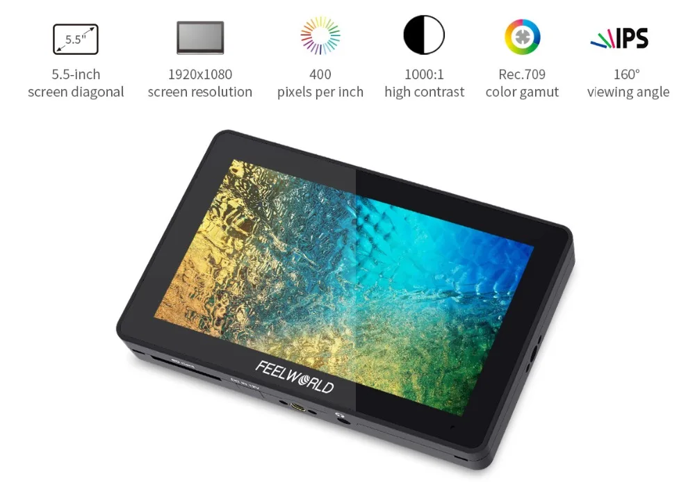 FEELWORLD F6 PLUS монитор с сенсорным экраном 5,5 дюймов на камеру DSLR полевой монитор 3D LUT 1920x1080 4K HDMI видео камера монитор