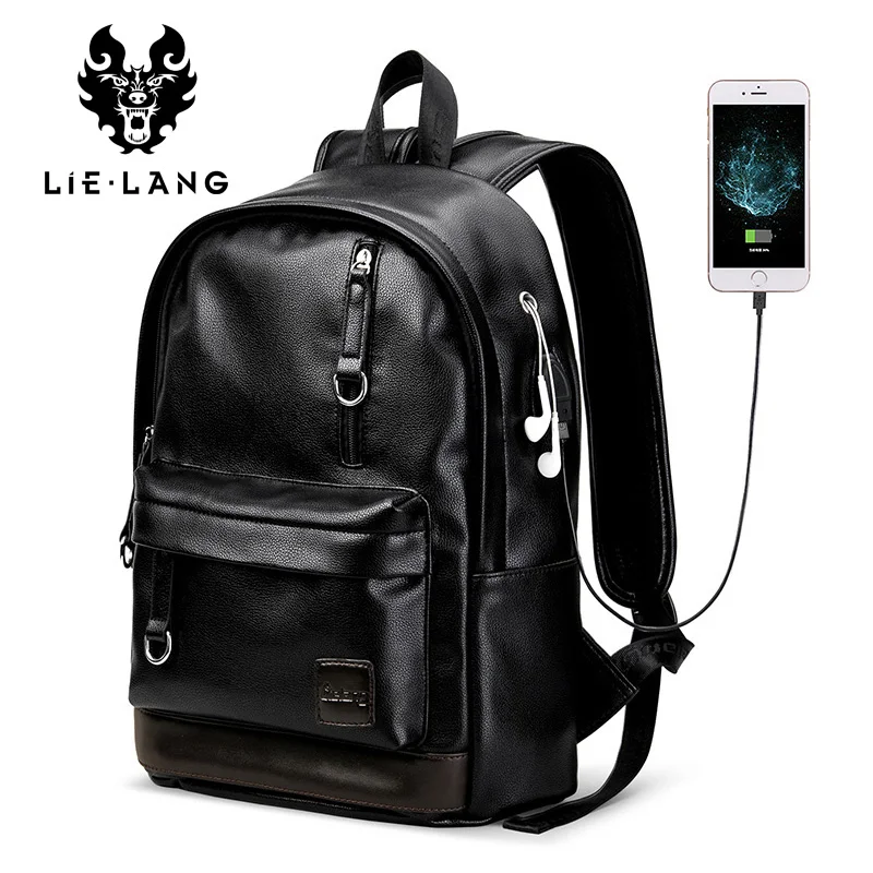 LIELANG рюкзак мужской для ноутбука кожаный внешний Usb зарядка Рюкзак с защитой от