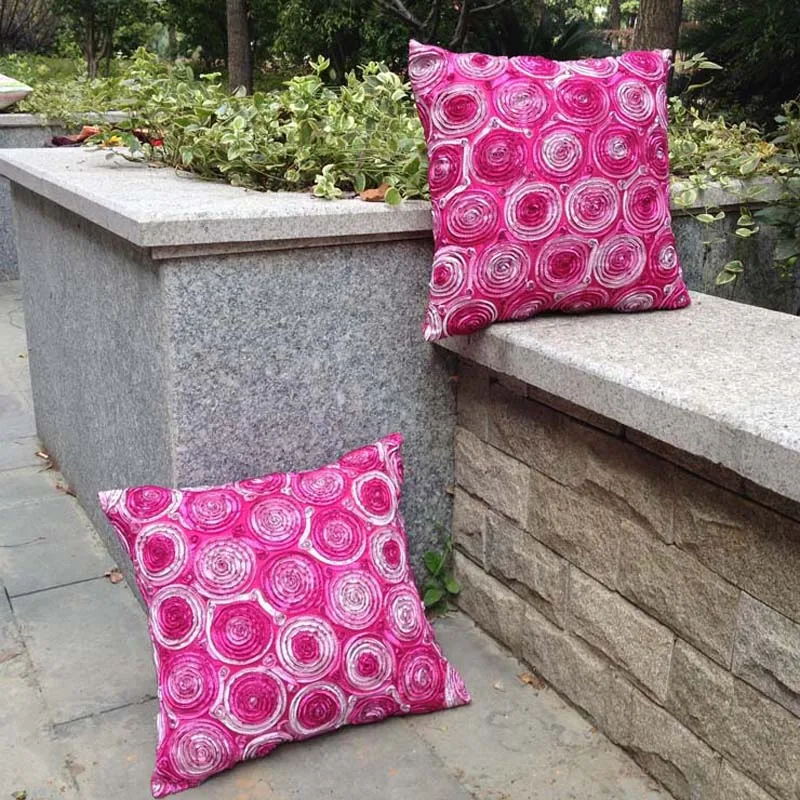 Розовый декоративный чехол для подушки с вышивкой Fuschia наволочка дивана и кресла