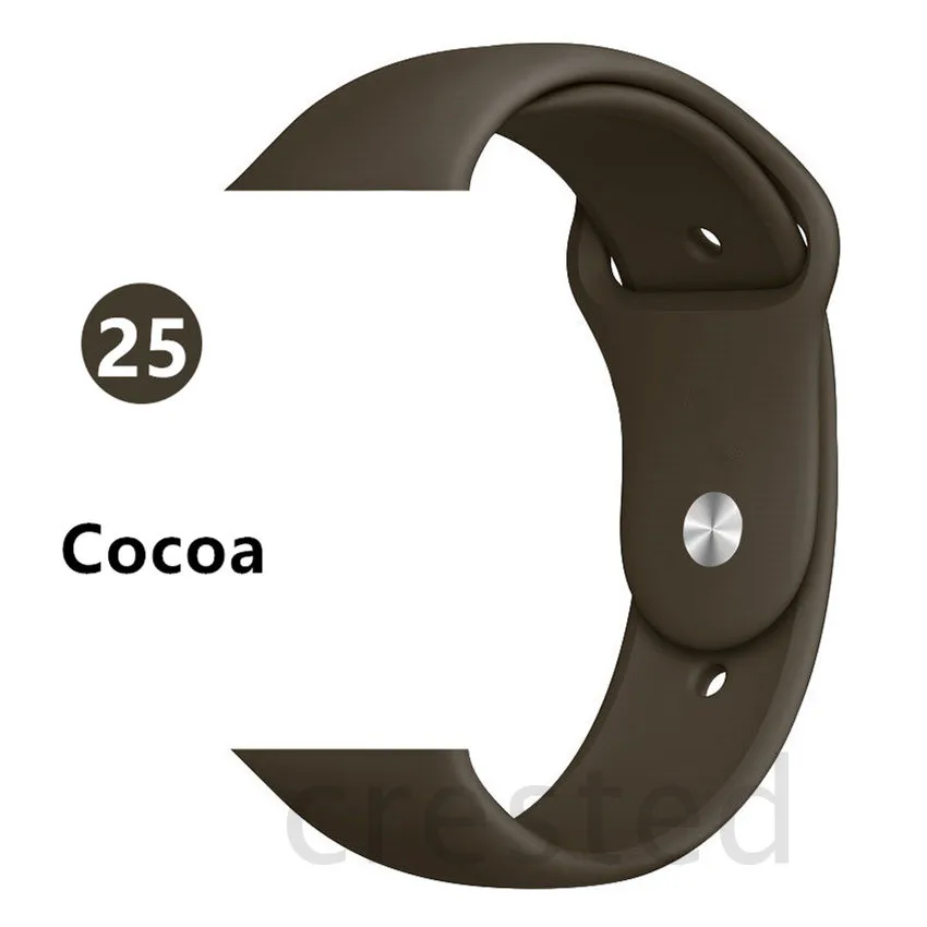 Cocoa Силиконовый ремешок для apple watch 4 5 44 мм/40 мм спортивный ремешки для apple watch 3 42 мм/38 мм резиновый ремень браслет ремешок для часов apple watch Band Мягкий красочный ремешок iwatch series 4 3 2 1 - Цвет ремешка: Cocoa