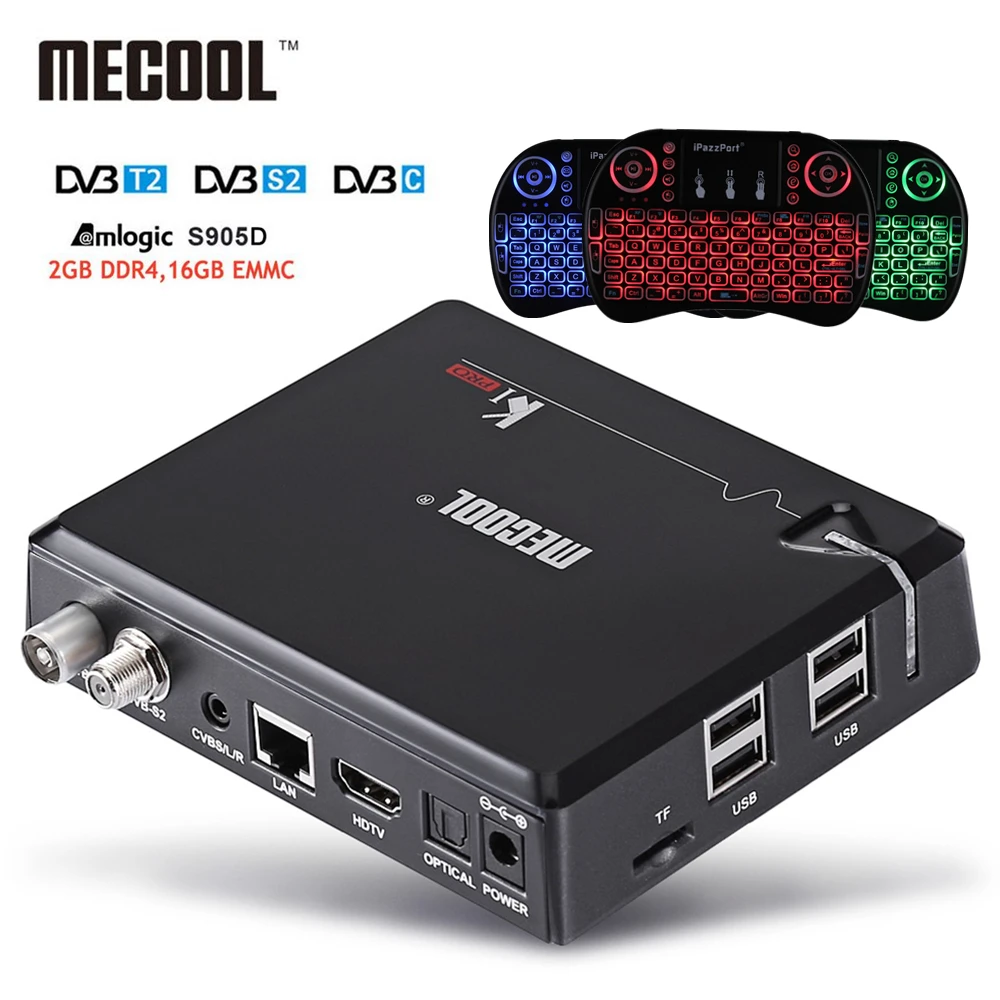 MECOOL KI Pro Android 7 1 DVB S2 + T2/C ТВ Box Amlogic S905D Quad core DDR4 2 ГБ 16 4 г/5 г Wi Fi H.265 HD UHD К Media Player|4k media