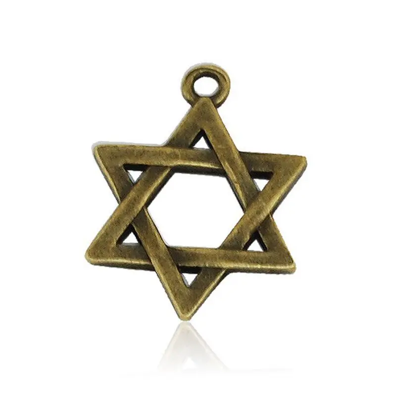 

Antique brass star of david charm jewelry pendant, 20pcs/lot star of david pendant charm with ear