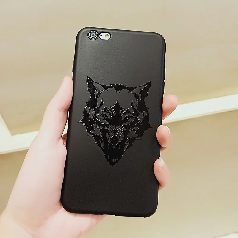Модные животные тигр Лев волк олень чехол для iPhone X XS Max XR черный матовый Мягкий