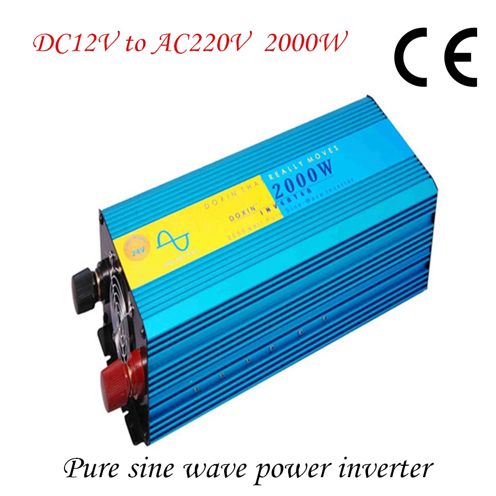 2000 Вт Чистая синусоида Мощность преобразователя от сети DC 12 В к AC 220 50 Гц для