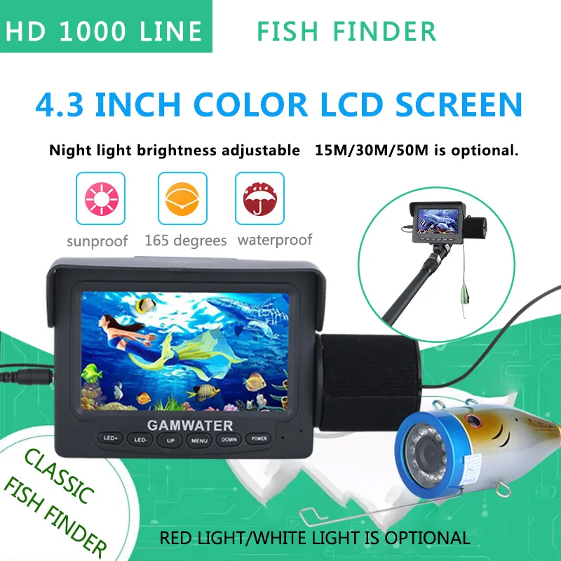 

15M 30M 4.3" Inch 1000tvl Underwater Fishing Video Camera Kit 12 PCS LED IR Lights Video Fish Finder Lake Under Water fish cam