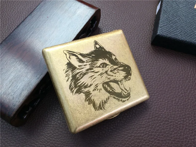 Винтажный Стиль King Wolf латунь rolling craft мужской чехол для электронной сигареты 20 Высокое качество коробки для сигарет с подарочной коробкой разработан навсегда