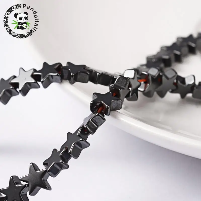 Немагнитные синтетические бусины из гематита Рождественская звезда черный размер: около 6 мм в диаметре