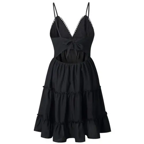 Women Sleeveless Holiday Lace Dress Beachwear Ladies Summer Beach Swing Sundress V neck Elegant Short | Женская одежда