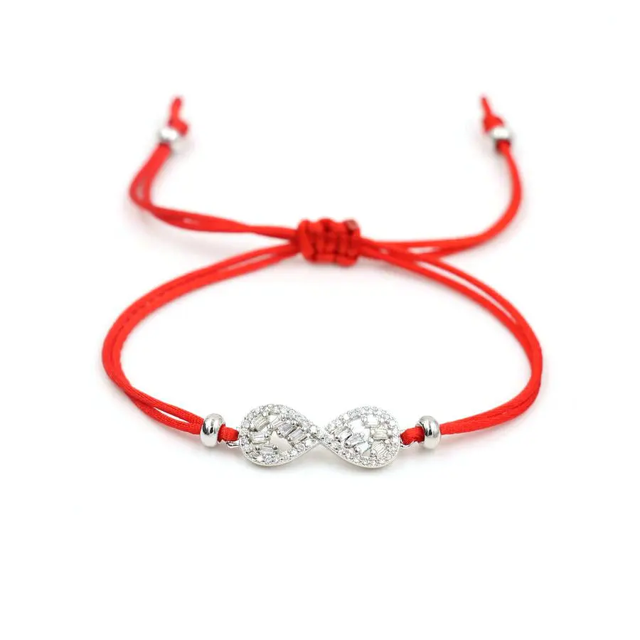 Lucky Brilliant Shiny Crystal Zircon 8 Infinity Bracelets Thin Red Rope Thread String Bracelet Women Girl Couples Lovers Gift | Украшения и