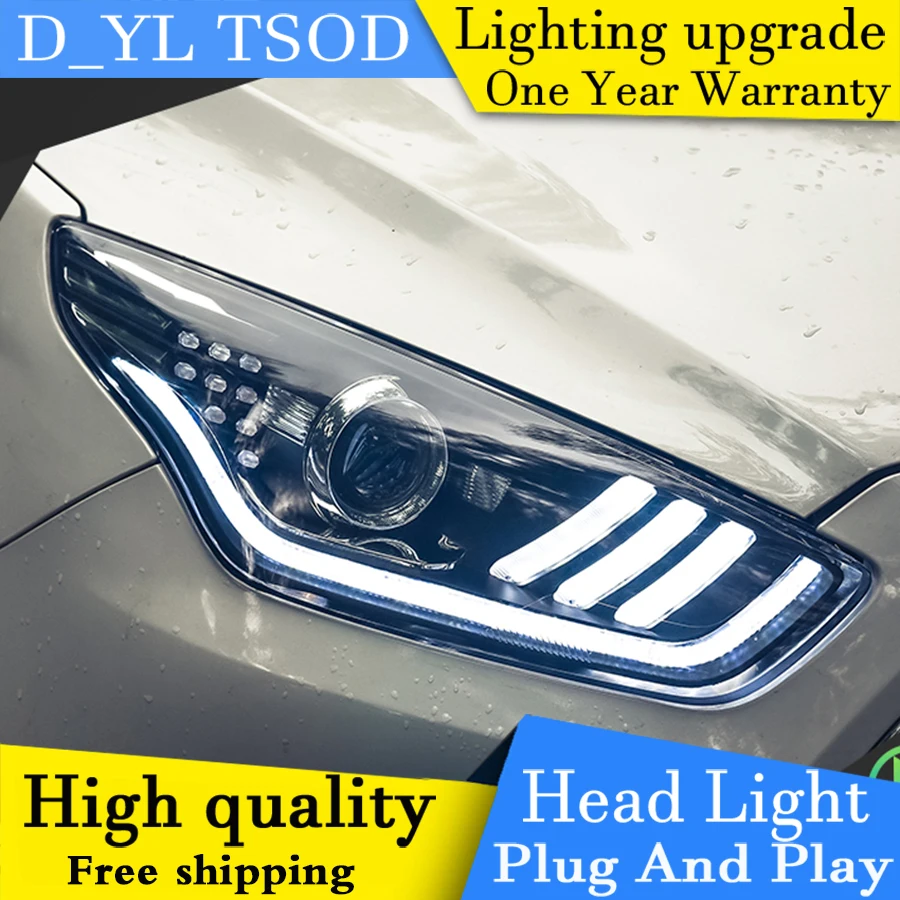 

Car Styling Headlights For Ford Escort 2015 LED Headlight for Escort Head Lamp LED Daytime Running Light LED DRL Bi-Xenon HID