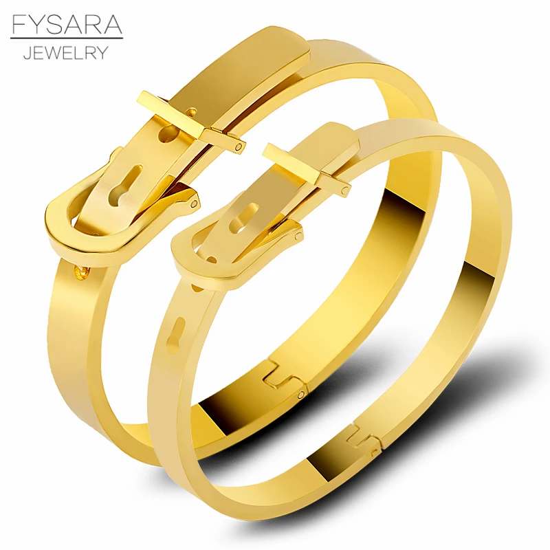 FYSARA браслеты из нержавеющей стали с пряжкой на запястье браслеты для пояса модные браслеты для женщин и мужчин пара манжеты любовника браслеты панк ювелирные изделия