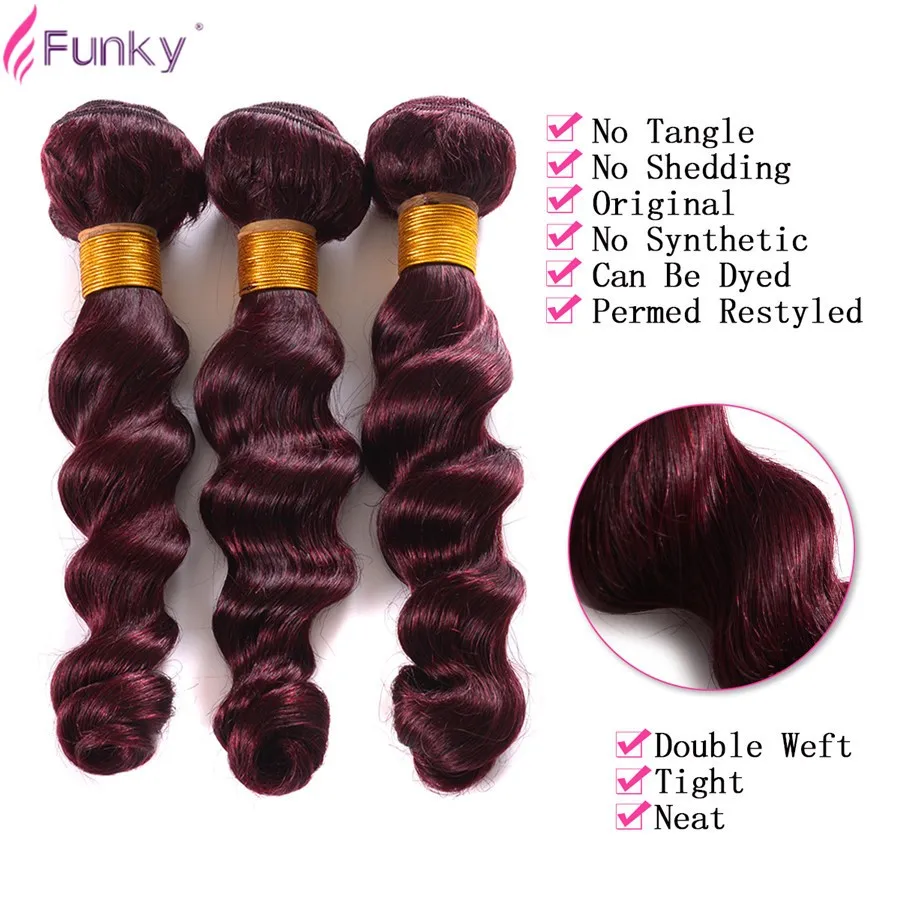 Красота Волос 99j Бразильские Волосы Свободная Волна Lace Closure With Цвет 4 шт. Связки