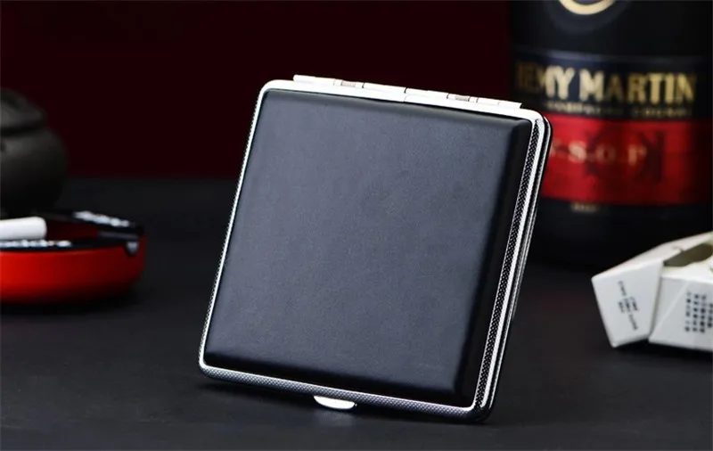 

Аксессуары для курения Модный Черный Карманный кожаный металлический табак 20 сигарет держатель для курения чехол для хранения коробка